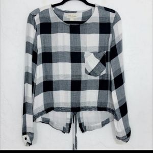 Cloth & Stone Black & White Plaid Corset Back Flannel Shirt